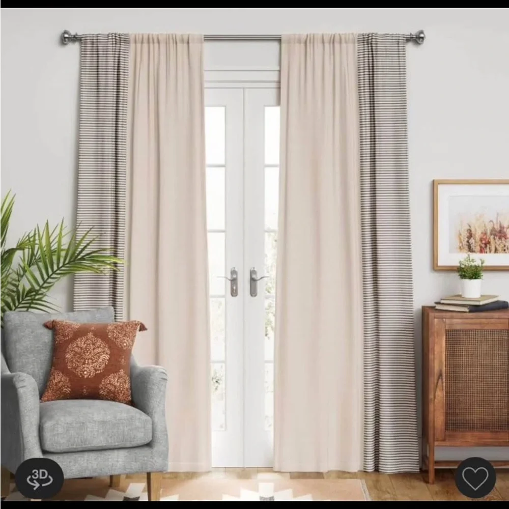 50”x84” Blackout Woven Stripe Border Curtains